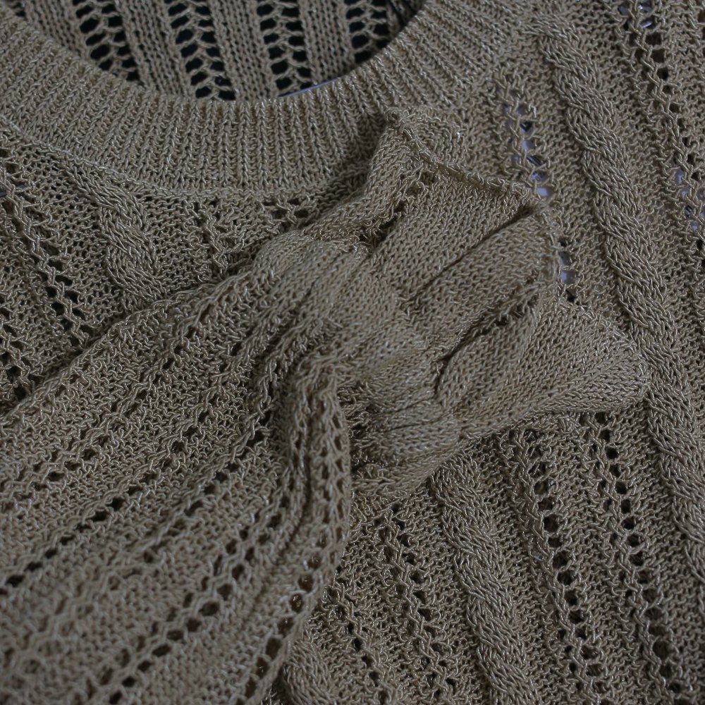 NWT Ruffled Open Knit Golden Sweater. - Picture 9 of 9